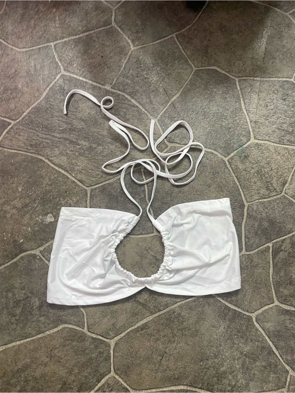 White Halter Cutout Bandeau Top